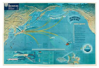 (WORLD WAR II.) Educational Services Division. Two color-printed map posters,